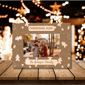 Christmas Gingerbread Man Family Name Etched Frames