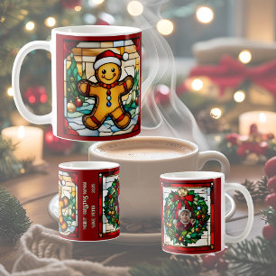 Christmas Gingerbread Man Faux Stained Glass Coffee Mug