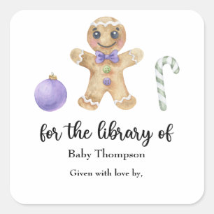 Christmas gingerbread man - for the library of square sticker