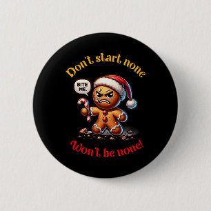Christmas Gingerbread Man Funny Mad Xmas 6 Cm Round Badge
