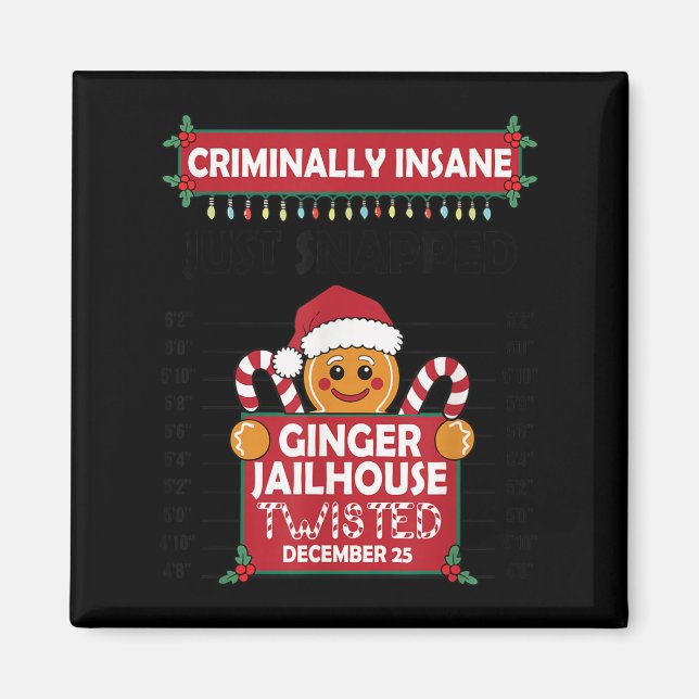 Christmas Gingerbread Man Ginger Jailhouse Crimina Magnet (Front)