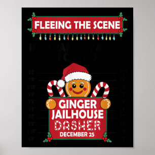 Christmas Gingerbread Man Ginger Jailhouse Fleeing Poster
