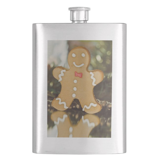 Christmas gingerbread man hip flask (Front)