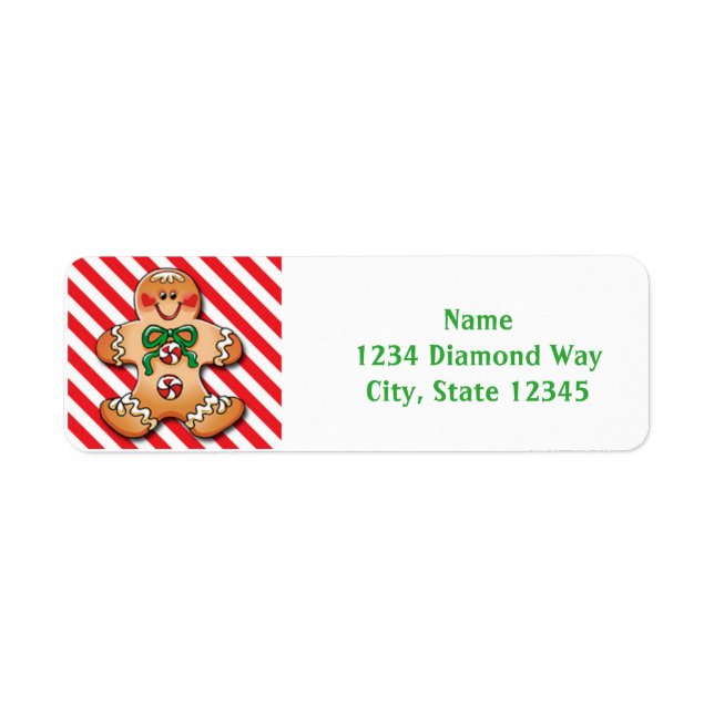 Christmas Gingerbread Man Holiday Address Labels (Front)
