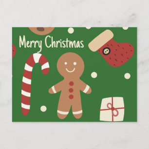 Christmas Gingerbread Man Holiday Postcard