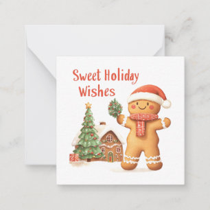 Christmas Gingerbread Man in Santa Hat Card