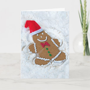 Christmas Gingerbread Man in Snow Holiday Card
