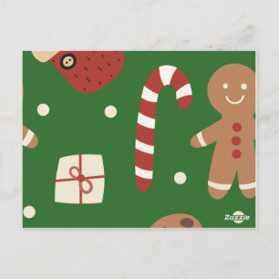 Christmas Gingerbread Man Pattern Postcard