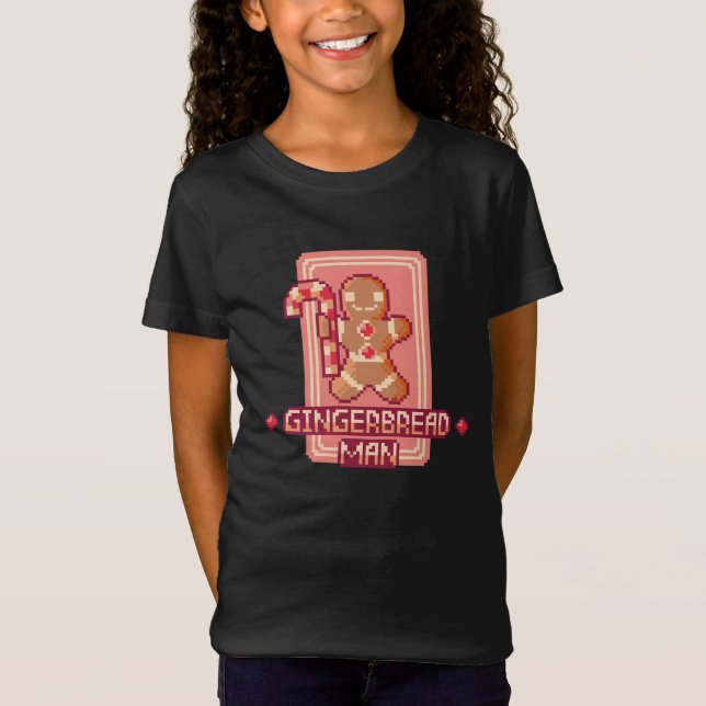 Christmas Gingerbread Man Pixel Art Design T-Shirt (Front)