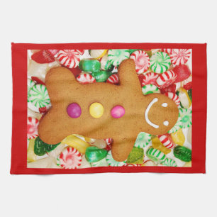 Christmas gingerbread man print towel