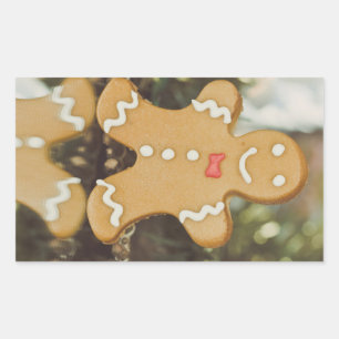 Christmas gingerbread man rectangular sticker