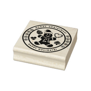 Christmas Gingerbread Man Rubber Stamp