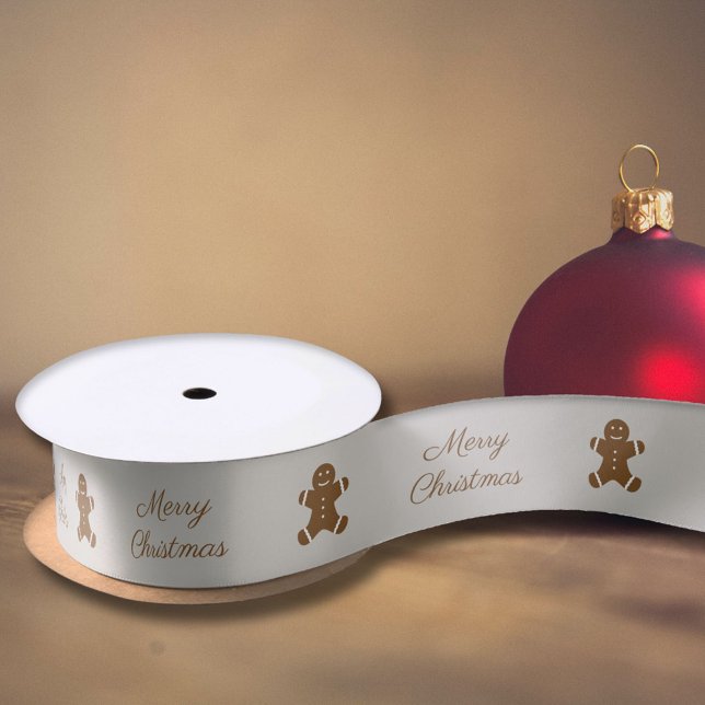 Christmas Gingerbread Man Satin Ribbon (Christmas Gingerbread Man Satin Ribbon)