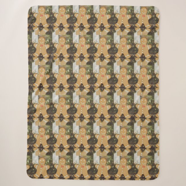 Christmas gingerbread man sherpa blanket (Front)