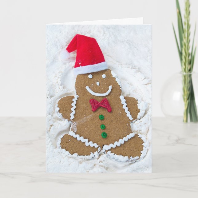 Christmas gingerbread man snow angel holiday card (Front)