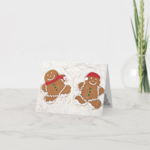 Christmas Gingerbread Man snow angels Holiday Card