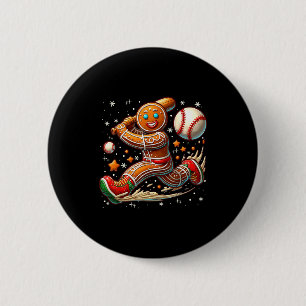 Christmas Gingerbread Man Srts Player Funny Baseba 6 Cm Round Badge