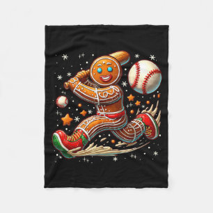 Christmas Gingerbread Man Srts Player Funny Baseba Fleece Blanket