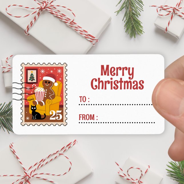 Christmas Gingerbread Man Stamp Sticker Label (Creator Uploaded)