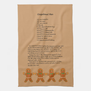 Christmas Gingerbread Men Recipe Tea Towel