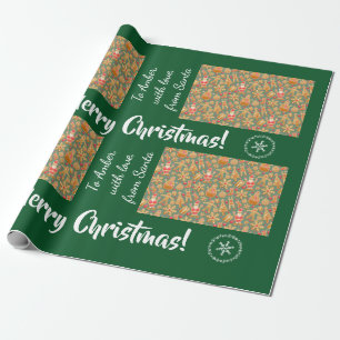 Christmas Gingerbread Men Santa Personalized Name Wrapping Paper