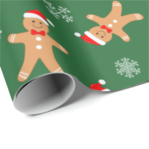 Christmas Gingerbread Men Snowflakes Christmas Wrapping Paper