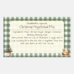 Christmas Gingerbread Mix Green Gingham Labels