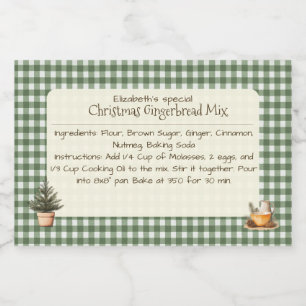 Christmas Gingerbread Mix Green Gingham Labels