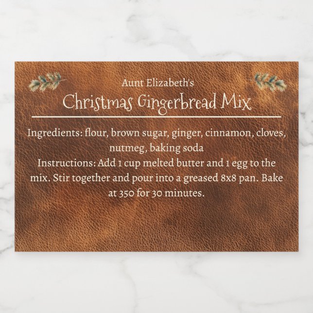 Christmas Gingerbread Mix Personalised Brown  Food Label (Single Label)