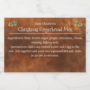Christmas Gingerbread Mix Personalized Brown  Food Label