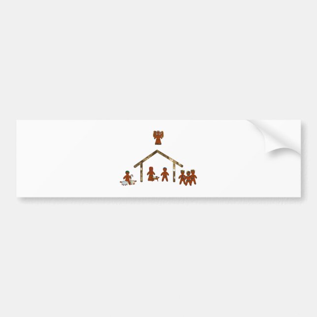 christmas gingerbread nativity bumper sticker (Front)