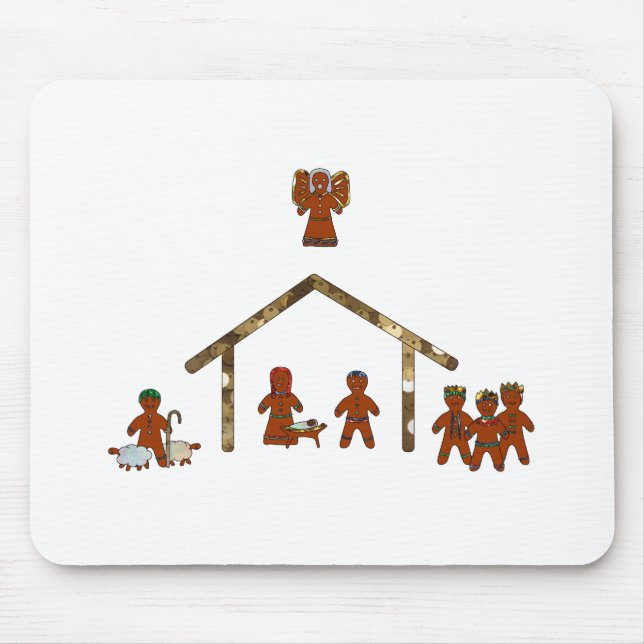 christmas gingerbread nativity mouse mat (Front)