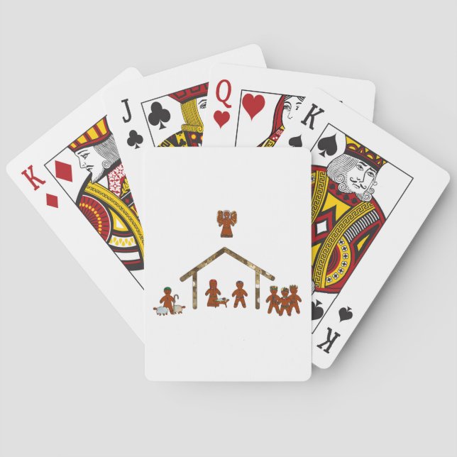 christmas gingerbread nativity playing cards (Back)