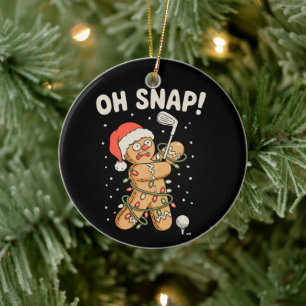 Christmas Gingerbread Oh Snap Cookie Golf Golfer Ceramic Tree Decoration