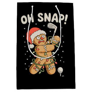 Christmas Gingerbread Oh Snap Cookie Golf Golfer Medium Gift Bag