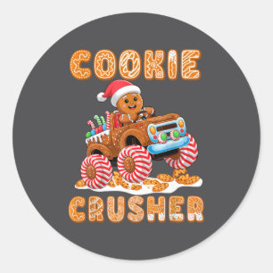 Christmas Gingerbread Pajamas Cookie Crusher Monst Classic Round Sticker