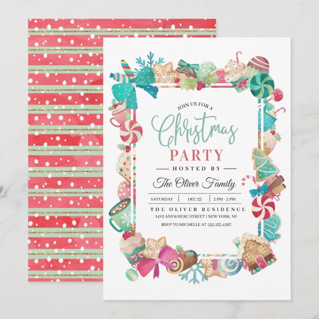 Christmas Gingerbread Party Invitation (Front/Back)