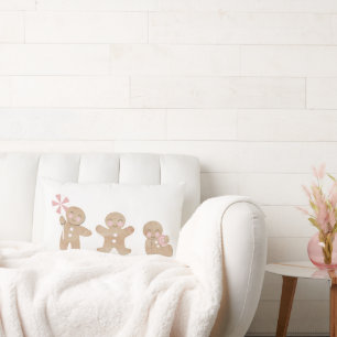 Christmas Gingerbread Pink Throw cushion