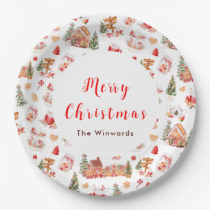 Christmas Gingerbread Red Merry Christmas Paper Plate