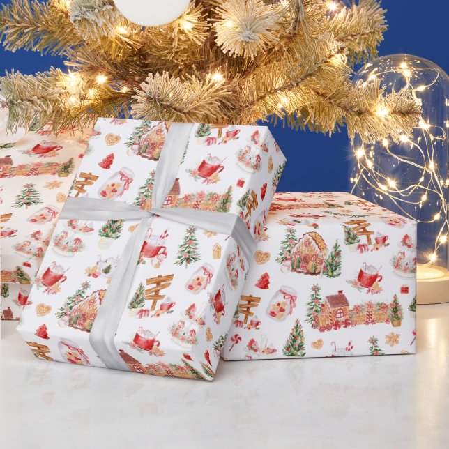 Christmas Gingerbread Red Wrapping Paper (Holidays)