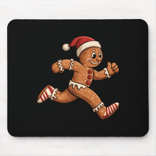 Christmas Gingerbread Running Funny Runners Pajama Mouse Mat (Front)
