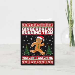 Christmas Gingerbread Running Team Funny Xmas Tee Card