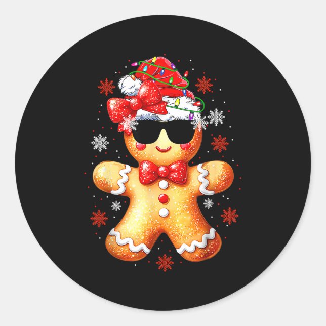 Christmas Gingerbread, Santa, Girls Women Funny Gi Classic Round Sticker (Front)
