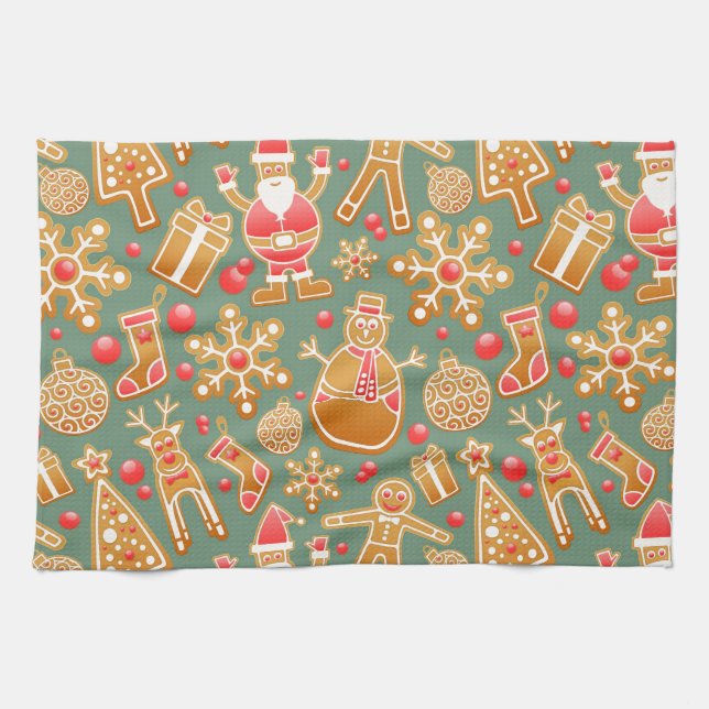 christmas gingerbread santa tea towel (Horizontal)