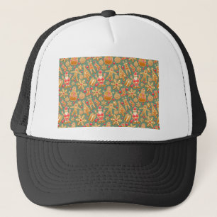 christmas gingerbread santa trucker hat