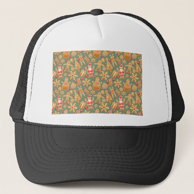 christmas gingerbread santa trucker hat (Front)