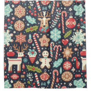 Christmas Gingerbread Seamless Pattern  Shower Curtain