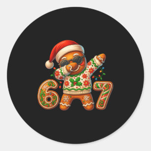 Christmas Gingerbread Six Seven 67 Meme Xmas Slang Classic Round Sticker