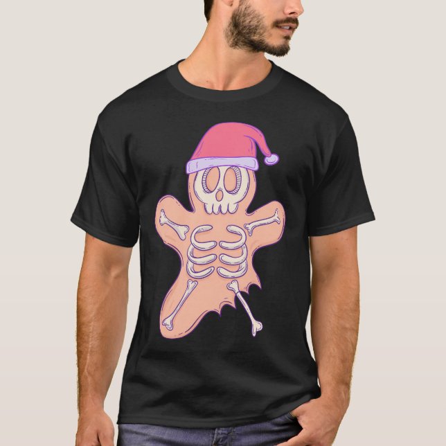 Christmas Gingerbread Skeleton T-Shirt (Front)