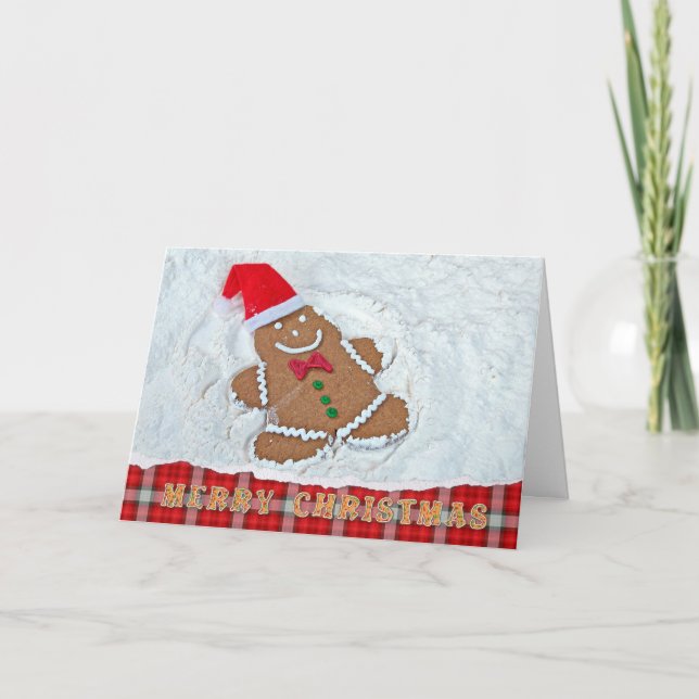 Christmas Gingerbread  Snow Angel Holiday Card (Front)